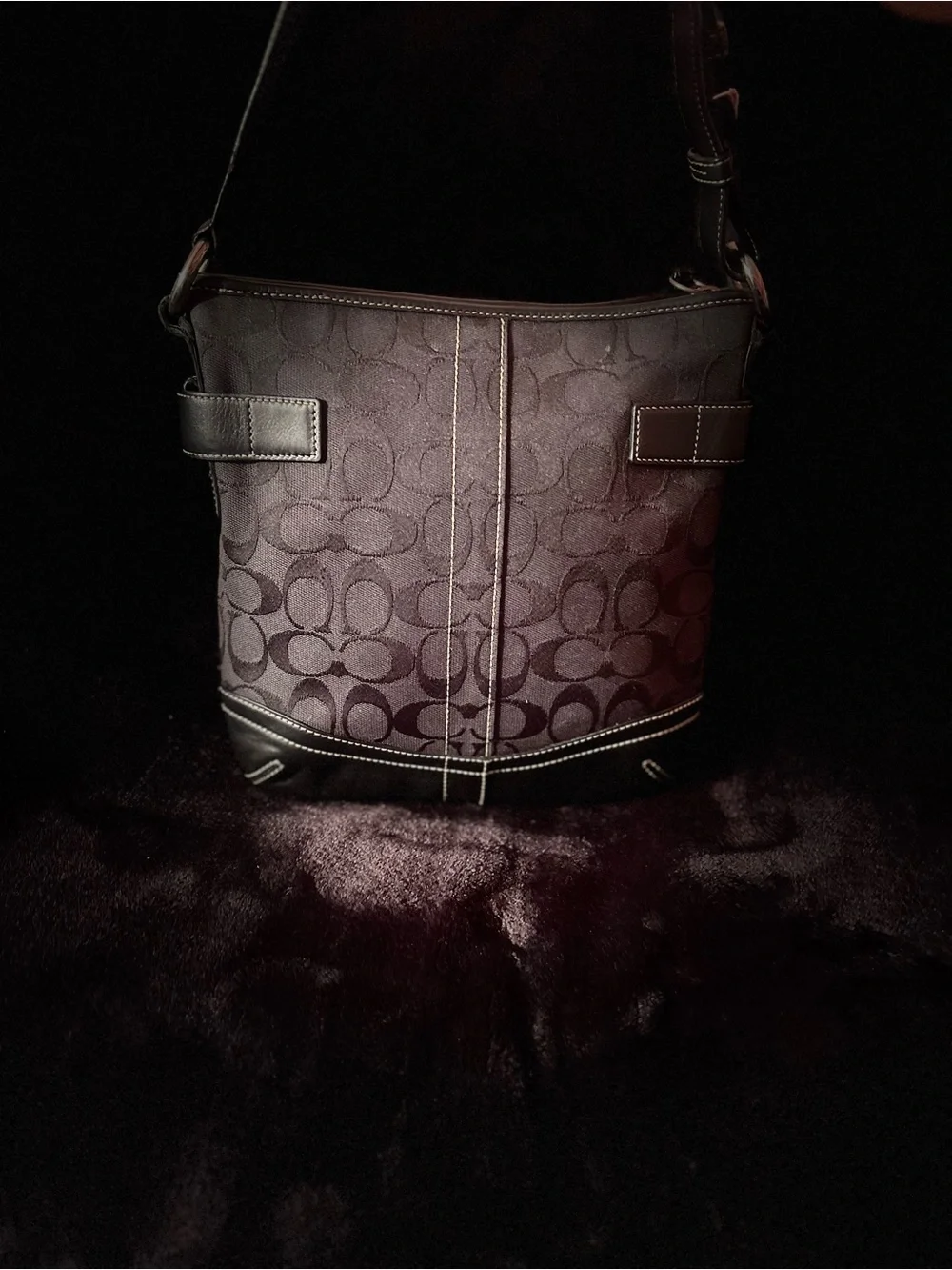 Coach Monogram Shoulder Bag in Black